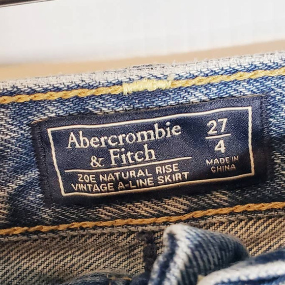 Abercrombie and Fitch Zoe Natural Rise Vintage A-Line Denim Skirt Zipper 4 27 - Picture 4 of 11